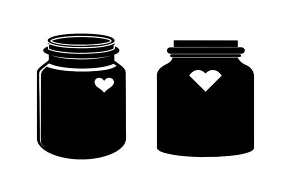 Black Silhouette Love Jar Vector Design: Elevate Your Creative Projects with Timeless Art