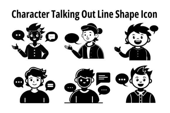 Character Talking out Line Shape Icon: A Comprehensive Design Resource