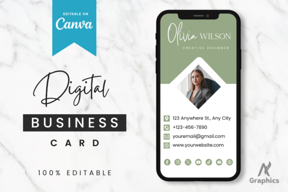 New Green Digital Business Card Template