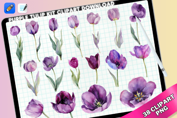 Purple Tulip Floral Wreath Kit Clipart